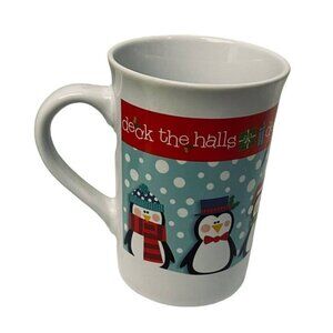 Royal Norfolk Deck The Halls Christmas Penguins Coffee Mug Cup Collectible 3 3/4